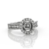 0.77 Cts. 18k White Gold Round Cut Halo Diamond Engagement Ring Setting